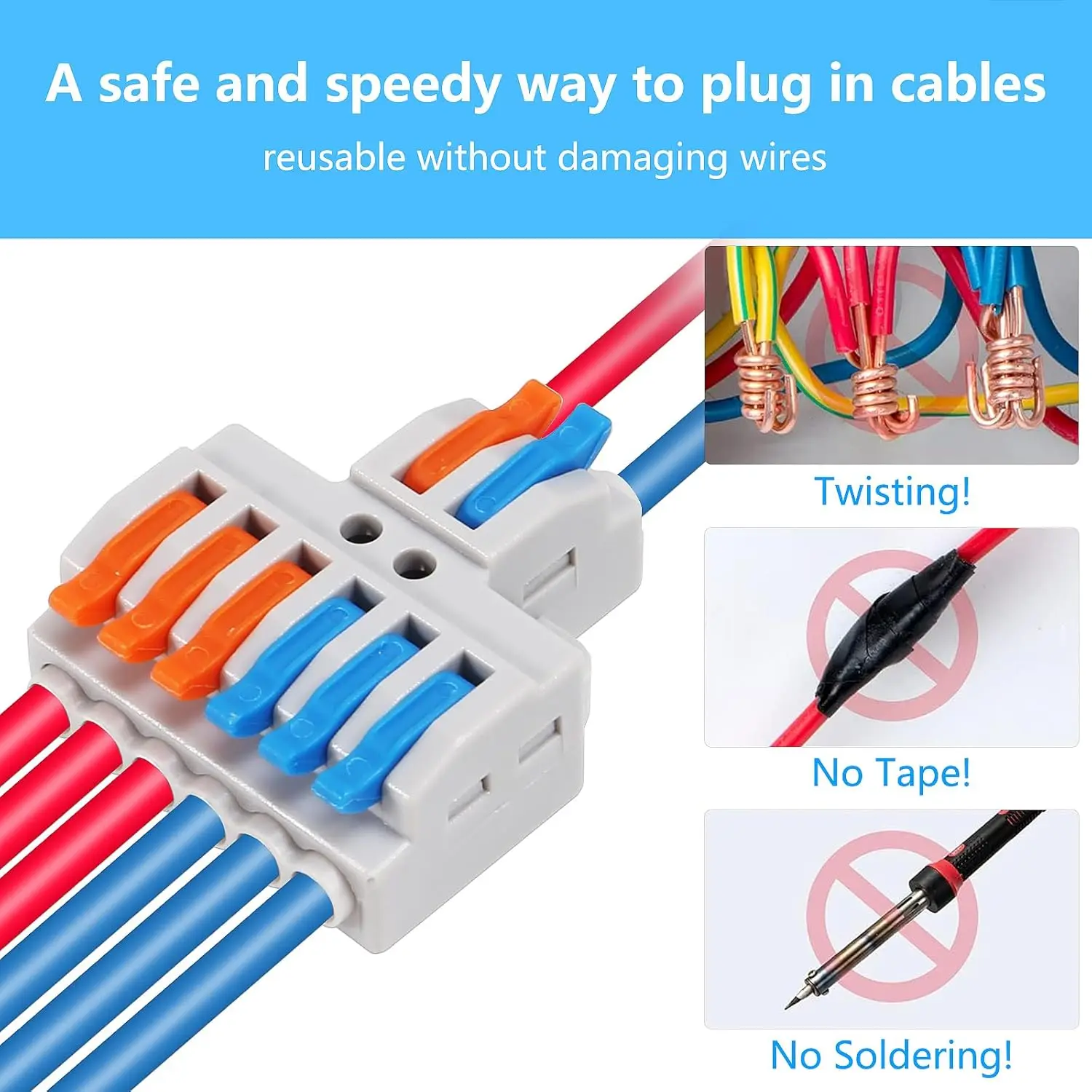 10 pcs Lever Wire Connectors (2 in 6 Out),Quick Wiring Cable Connector Splicing Wire Connectors Push-in Conductor Screw Terminal