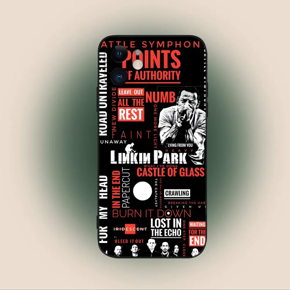 Band L-LinkinS Cool P-ParkS  Phone Case For iPhone 15,14,13,12,11,Plus,Pro Max,XS,X,XR,SE,Mini,8,7 Soft Silicone Black Cover