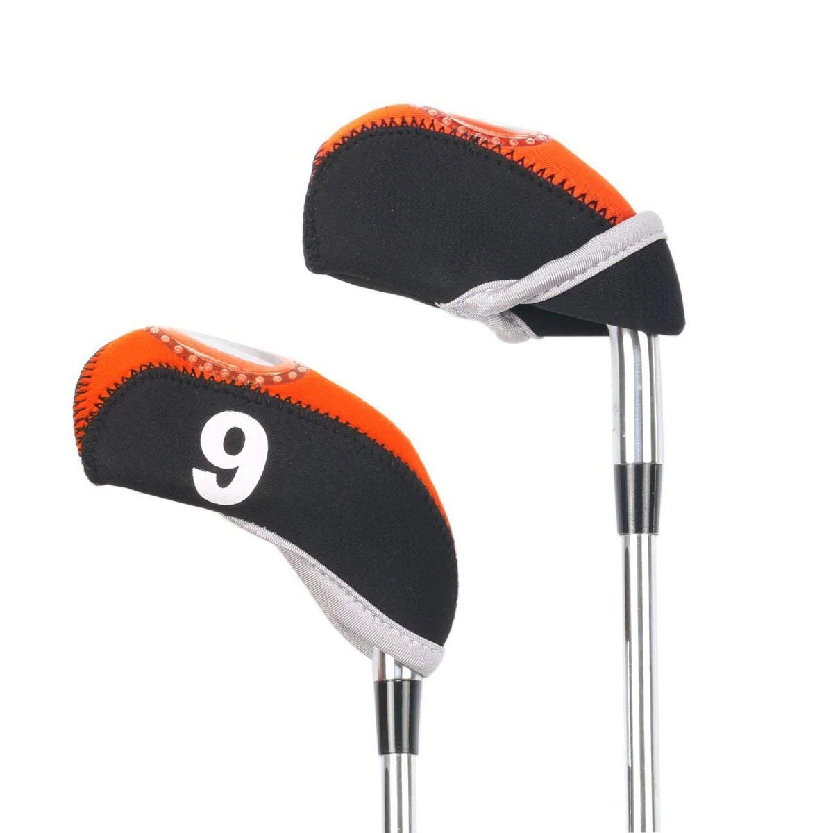 10 PCS Iron Head Covers Club Covers Neoprene Club Headcovers Iron Putter Headcover Putter Head Protector Set (Black and Orange)