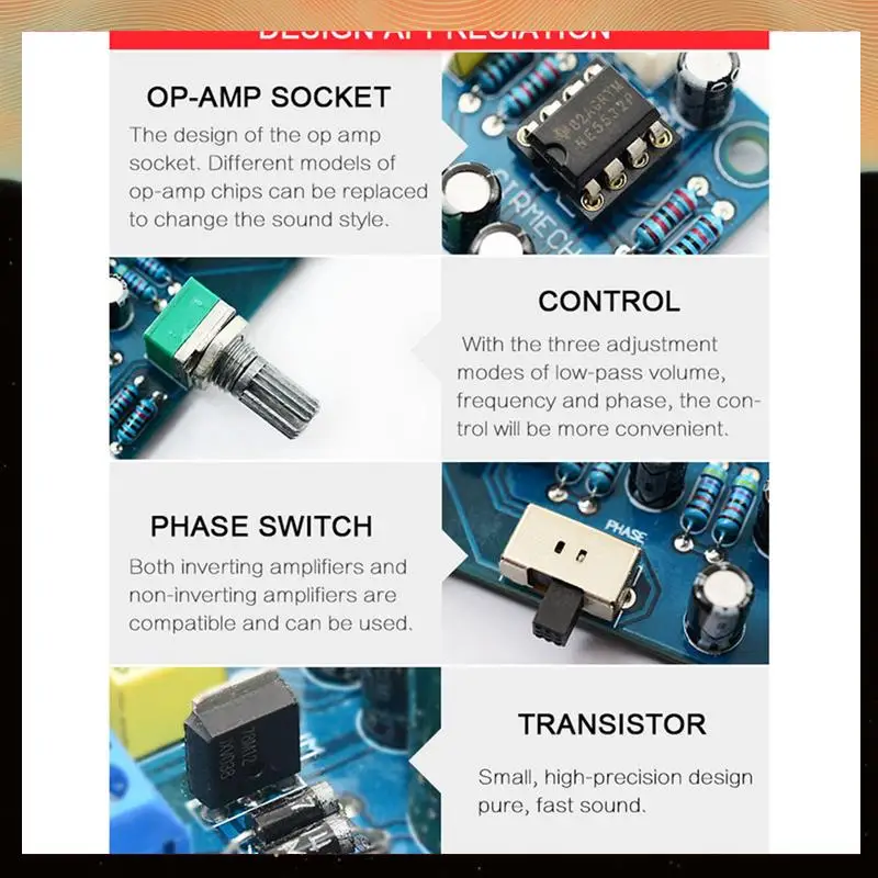 

6X 2.1 Channel Subwoofer Preamp Board Amplifier Board Low Pass Filter Bass Preamplifier(Finished Product)-Y05A