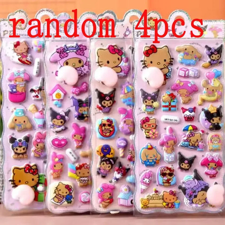 @2026！Kawaii Sanrio Hello Kitty Soft Puffy Butt 3D Stickers DIY Laptop Scrapbook Phone Case Decor Decals Decompression Gifts