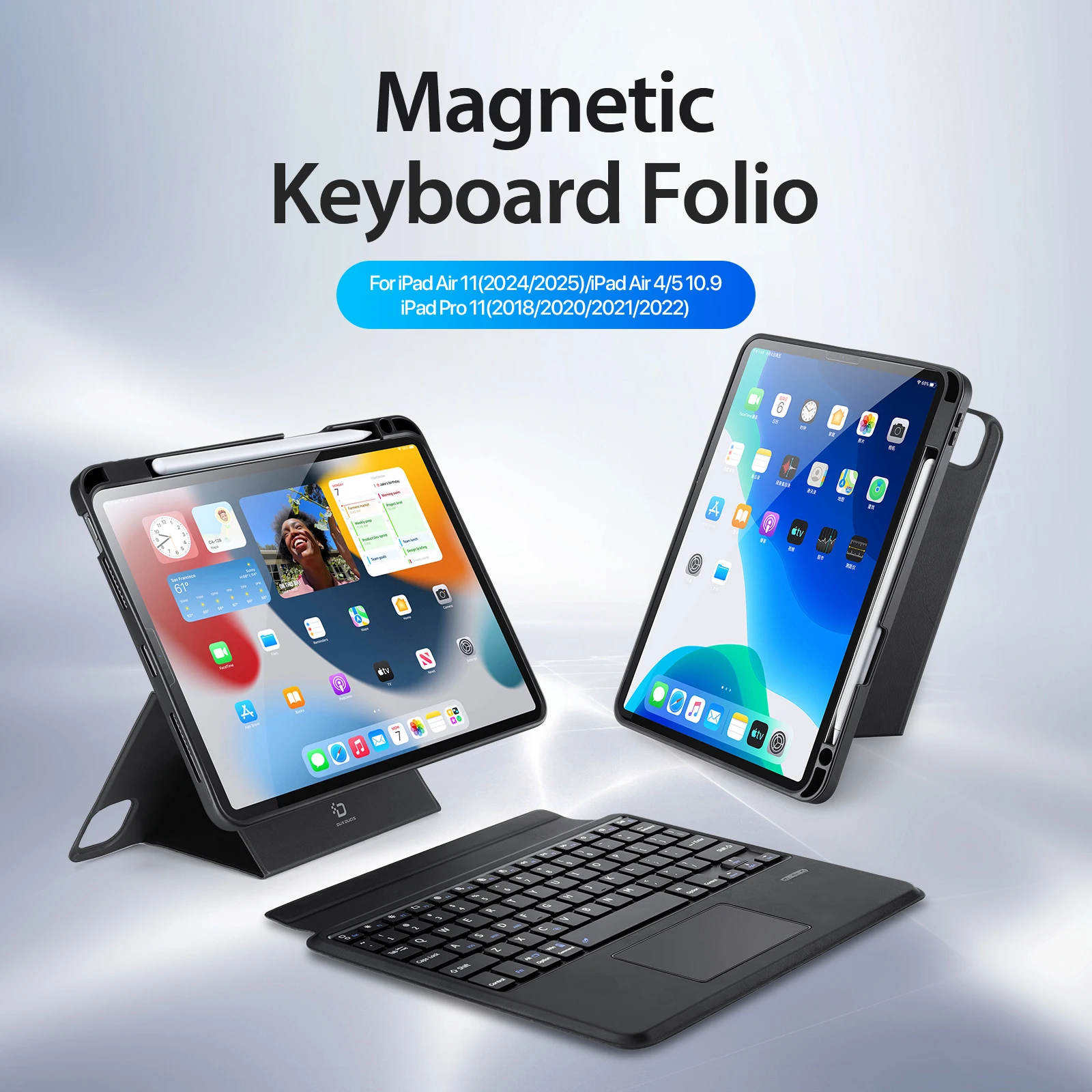 Bluetooth Keyboard with Touchpad for iPad 11 inch, Compatible with iPad Pro 2024, iPad Air 7/6/5 Protective Keyboard Case Cover