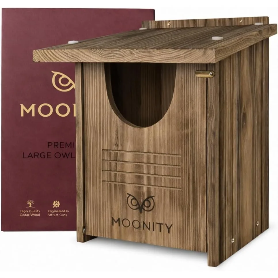 

Large Fire-Treated Cedar Owl House 16x12x12 All-Season Nesting Box for Barn & Screech Owls Durable Weatherproof Easy Install