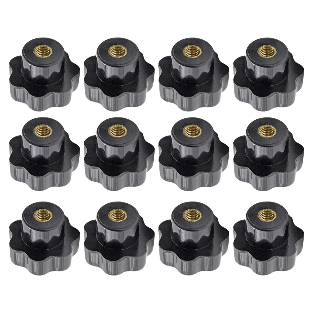 

12Pcs Plum Blossom Shaped Threaded Knobs Ergonomic Hand Grips Thread Clamping Screw for Mechanical Instruments Food