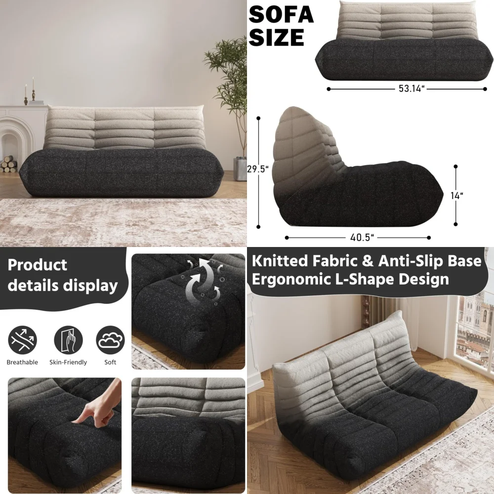 Sofás para sala de estar, sofá de dos plazas, diseño degradado, forma de oruga, puf perezoso, silla para sala de estar, asientos de suelo, fogón