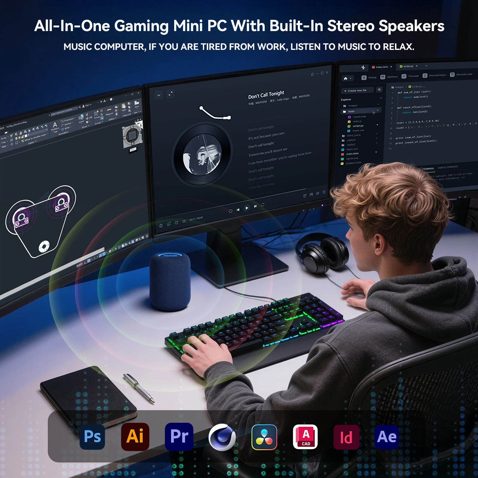 SZBOX EXR1 كمبيوتر صغير AMD R7 8745HS/7640HS DDR5 4800 MT/s WiFi6 BT5.2 Win11 M.2 2280 NVME PCIE * 2 كمبيوتر ألعاب مكتبي