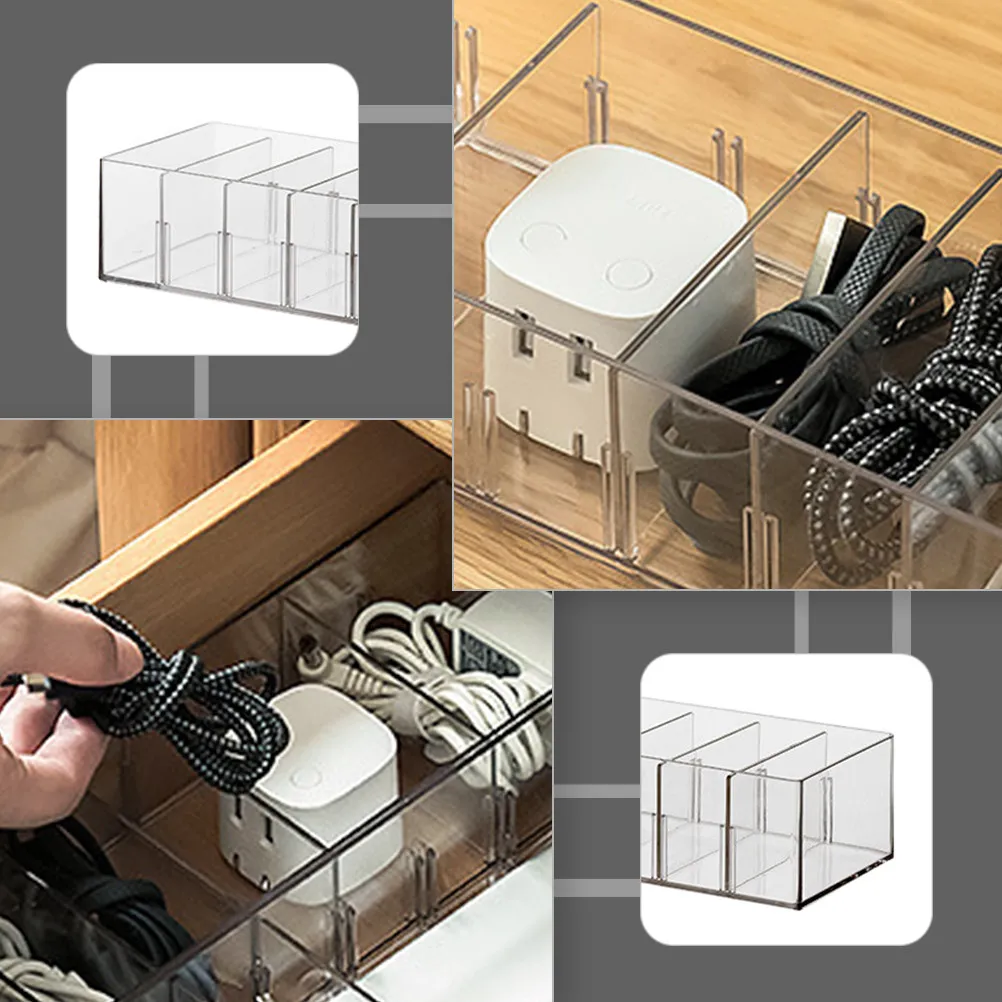 USB Cable Organizer Box – Desktop Multi-Grid Storage Holder for Home, Office, Study & Living Room