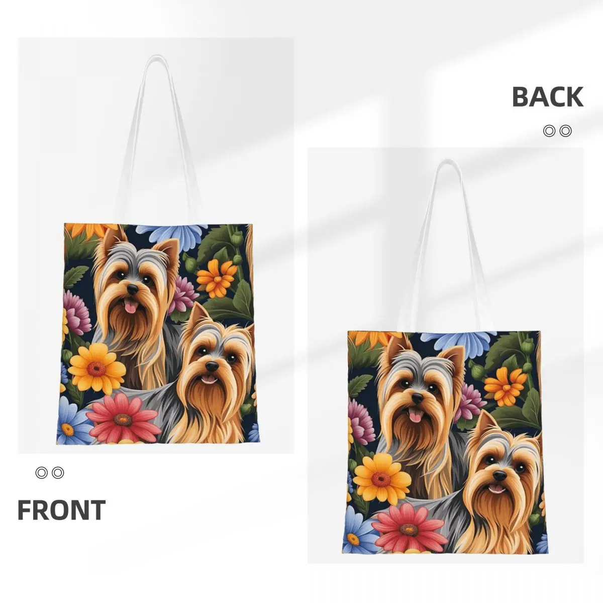 Yorke Dog Yorkshire Terrier (7) Shopping Bags Ladies Canvas The Tote Bag Folding Ladies Shoulder Tote Travel Handbag