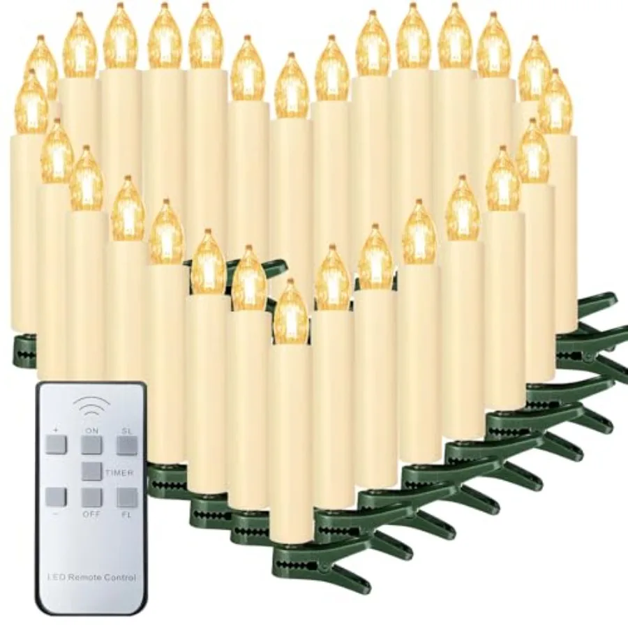 40PCS LED Flameless Candles Battery Operated Christmas Tree Candles with Remote, Button Cell Battery, Timer, Dimmer Battery Can