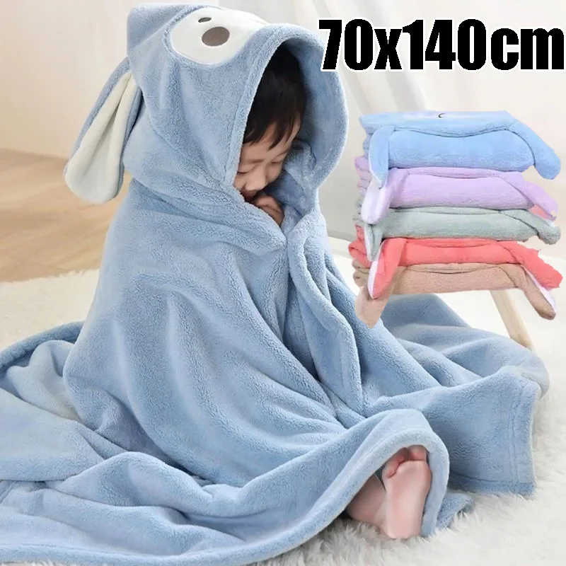 

Children's Bath Towel Coral Fleece Baby Hooded Cloak Baby Bathrobe Cartoon Quick Drying Bath Towel Can Be Worn for Bathing