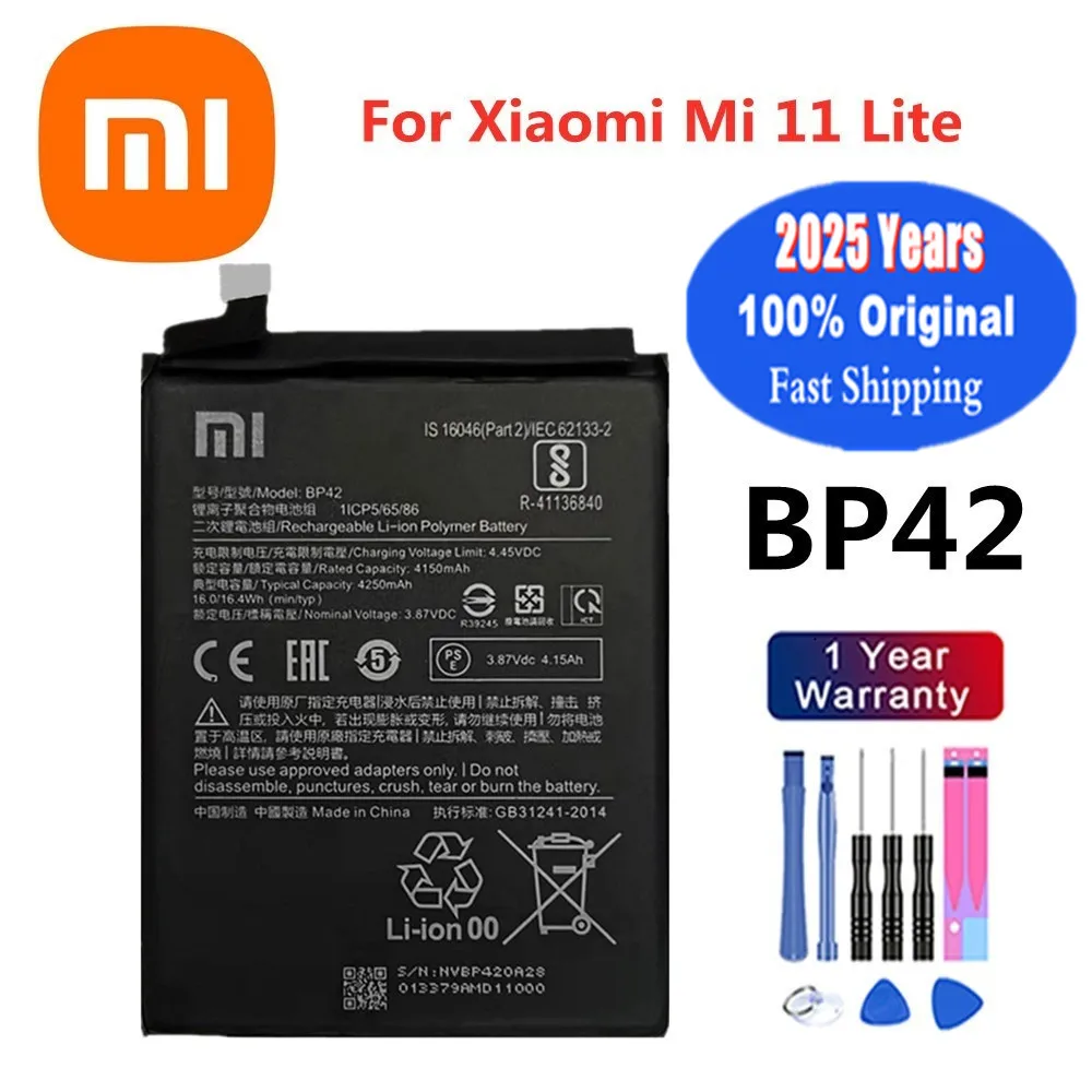 2025 Years 4250mAh BP42 100% Original Battery For Xiaomi Mi 11 Lite 11Lite Mi11 Lite High Quality Phone Replacement Batteries