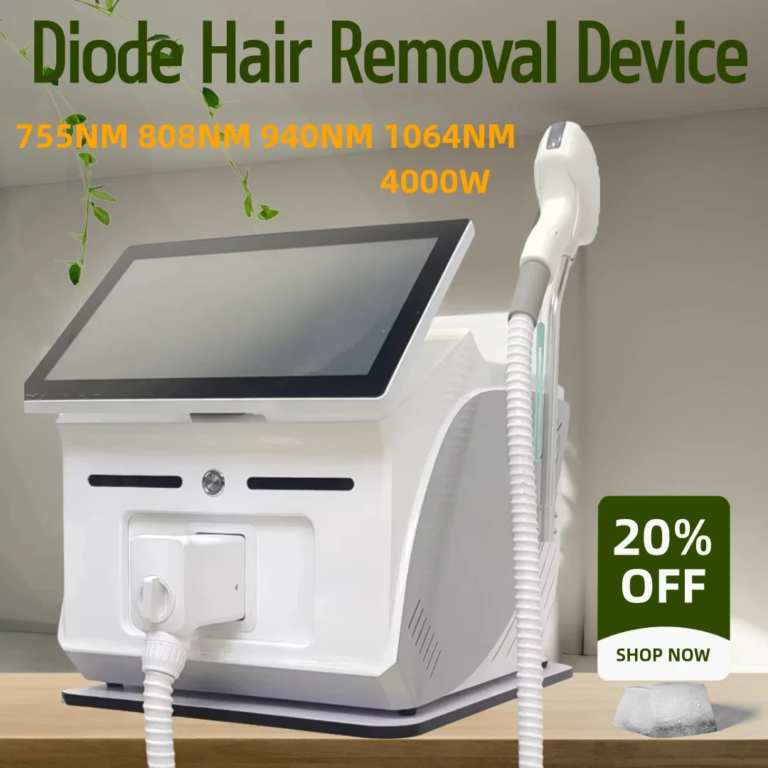 

2024 Profesional 4000W Titanio Platino Máquina Depilación Láser Diodo 4 Longitudes Onda 755nm 808nm 1064nm 940nm IPL Soprano Ice