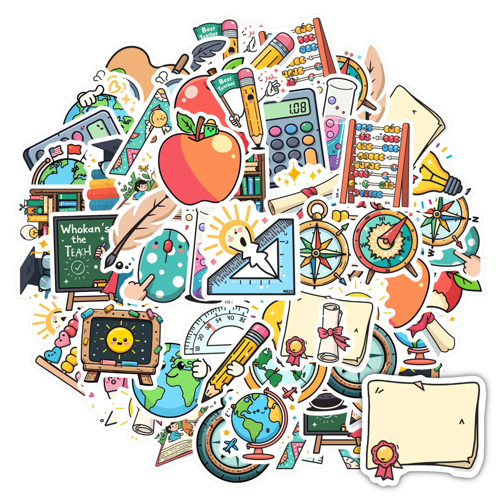 Playful Study Decals Cartoon Learning Teacher Reward Stickers Stationery Stickers For Fridge Laptop Guitar