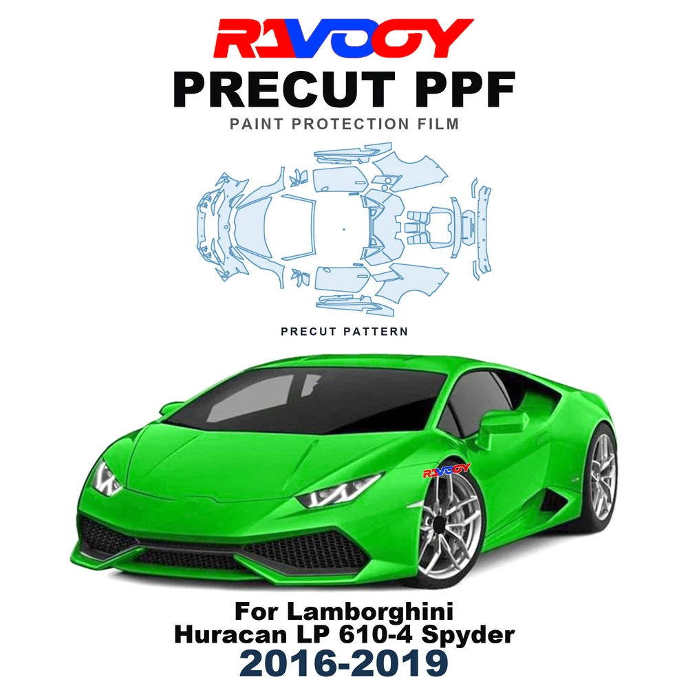 Precut PPF For Lamborghini Huracan LP 610-4 Spyder 2016-2019 8.5mil TPU Paint Protection Film Hood Bonnet Bumper Headlight Door