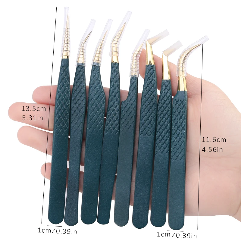 3D Volume Eyelash Tweezers Professional Stainless Steel Eyebrow Tweezers Clip Individual Curved Strip Lash Extension Supplies