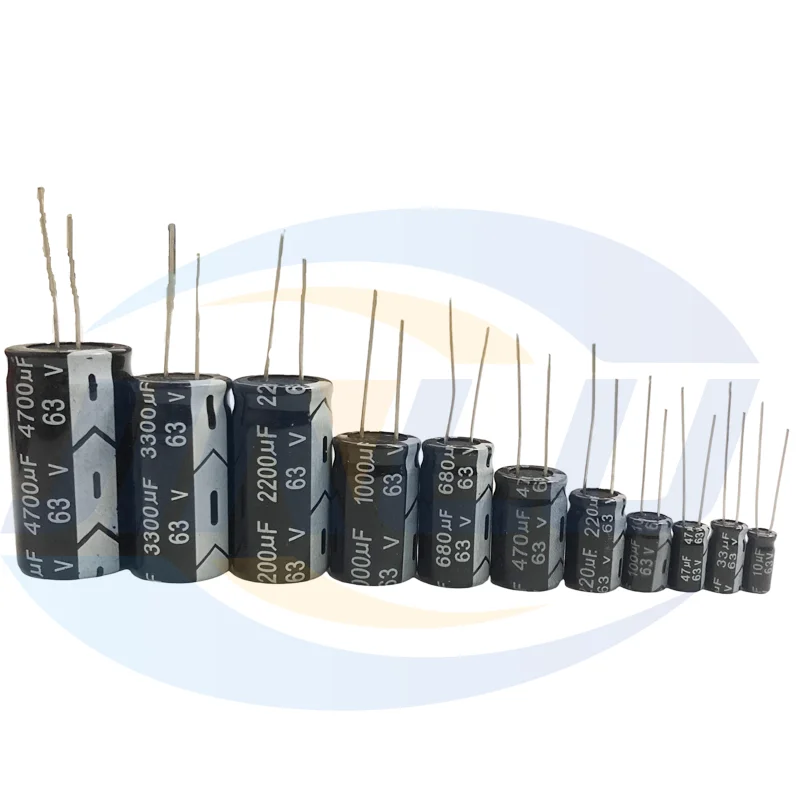 63V Aluminum Electrolytic Capacitor 10UF 22UF 33UF 47UF 100UF 220UF 330UF 470UF 680UF 1000UF 2200UF 3300UF 4700UF