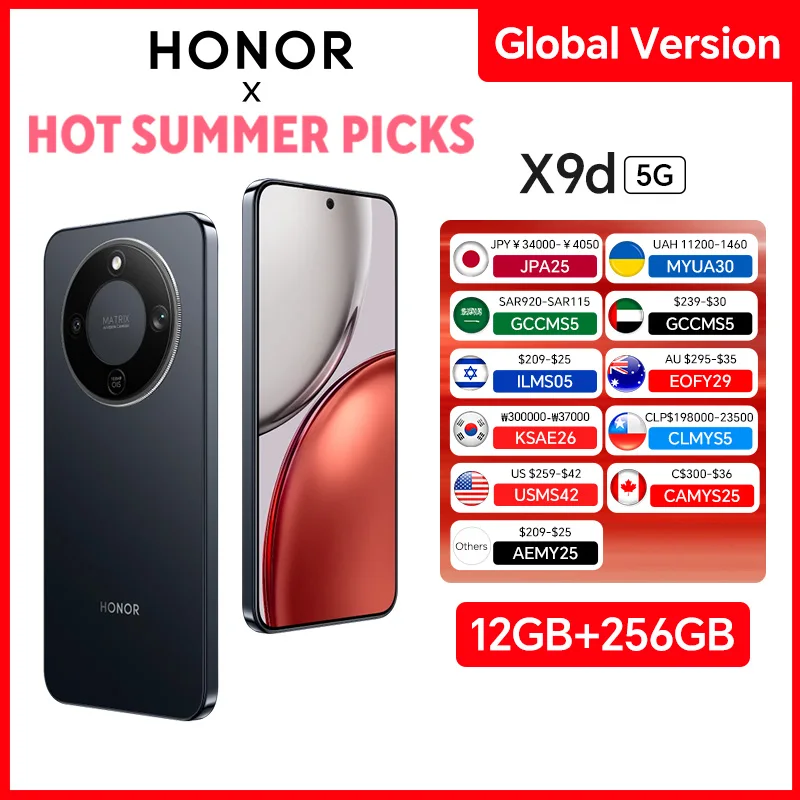 HONOR X9d Global Version 12GB+256GB 5G Smartphone 6.79'' 120Hz Screen 108MP AI Camera 8300mAh 66W Super Charging NFC OTA