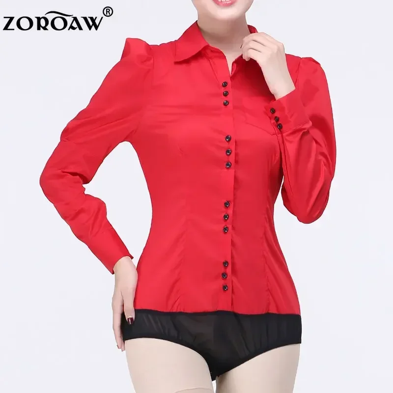 Long Sleeve Bodysuits for Women, White Blouse, Office Lady Work, Formal Body Shirts, Female Fashion, Spring, Autumn, 2023