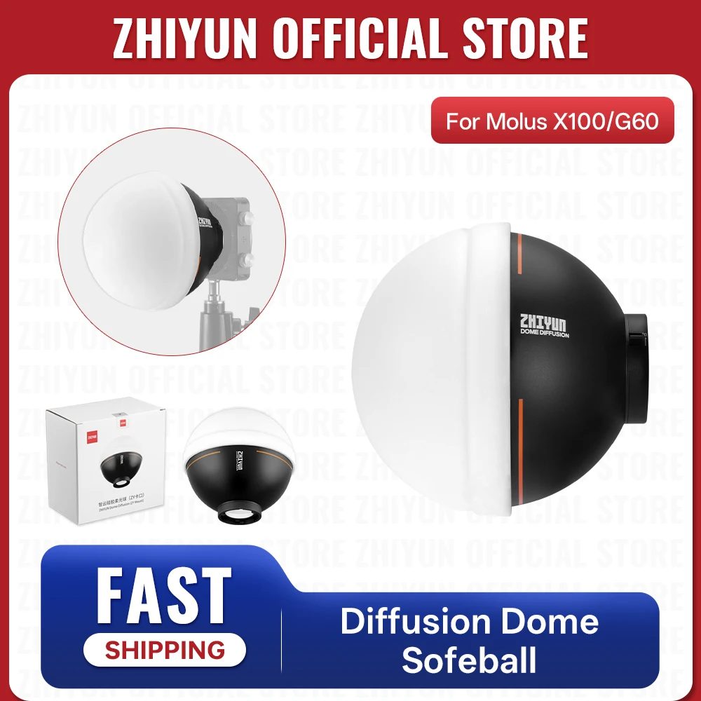

ZHIYUN Official Diffusion Dome Sofeball ZY Mount Diffuser ball EX1H03 Accessories for ZHIYUN Molus G60 X100 COB Video Light