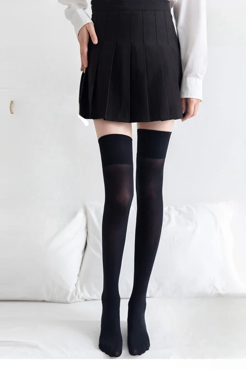 Kompressionsstrümpfe für Damen, kniehohe Socken, sexy Frühlings-Antirutsch-Hohe Socken, lange Strümpfe in Schwarz, Grau, Weiß, Kniestrümpfe – Detail 5
