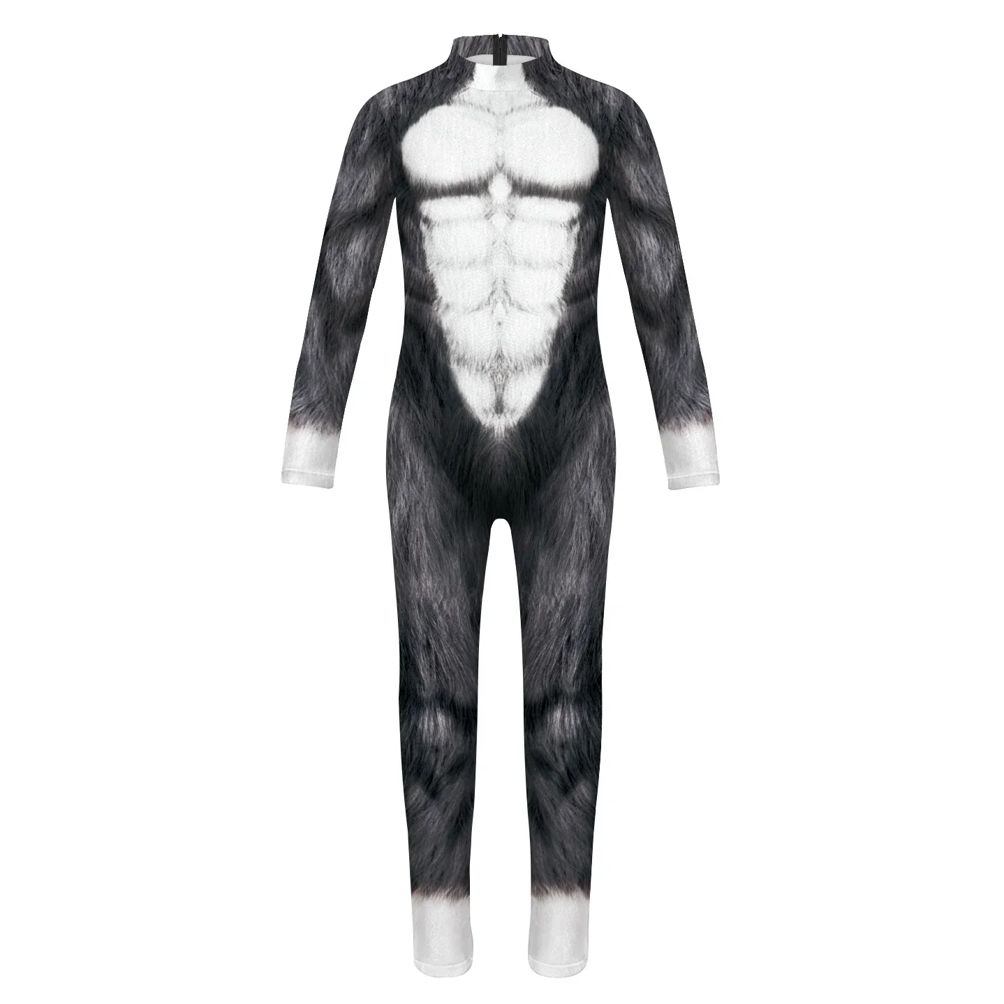 

Children Funny Creative Cosplay Costume Tiger Wolf Milk Cow Printed Kids Zentai Bodysuit Jumpsuit Halloween Clothes