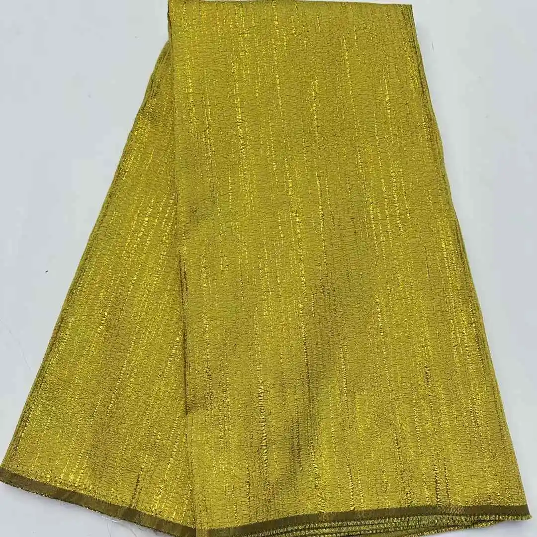 Tela de encaje Jacquard brocado africano 2025, encaje de alta calidad, 5 yardas, tela de encaje Jacquard dorado francés para vestido de fiesta de boda