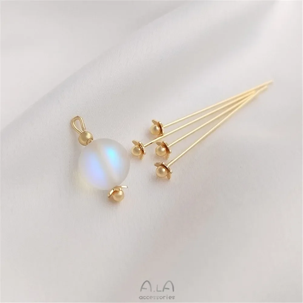 

Small flower round head needle 14K golden flower shaped bead needle 0.6x30mmm t needle manual beading DIY jewelry accessories