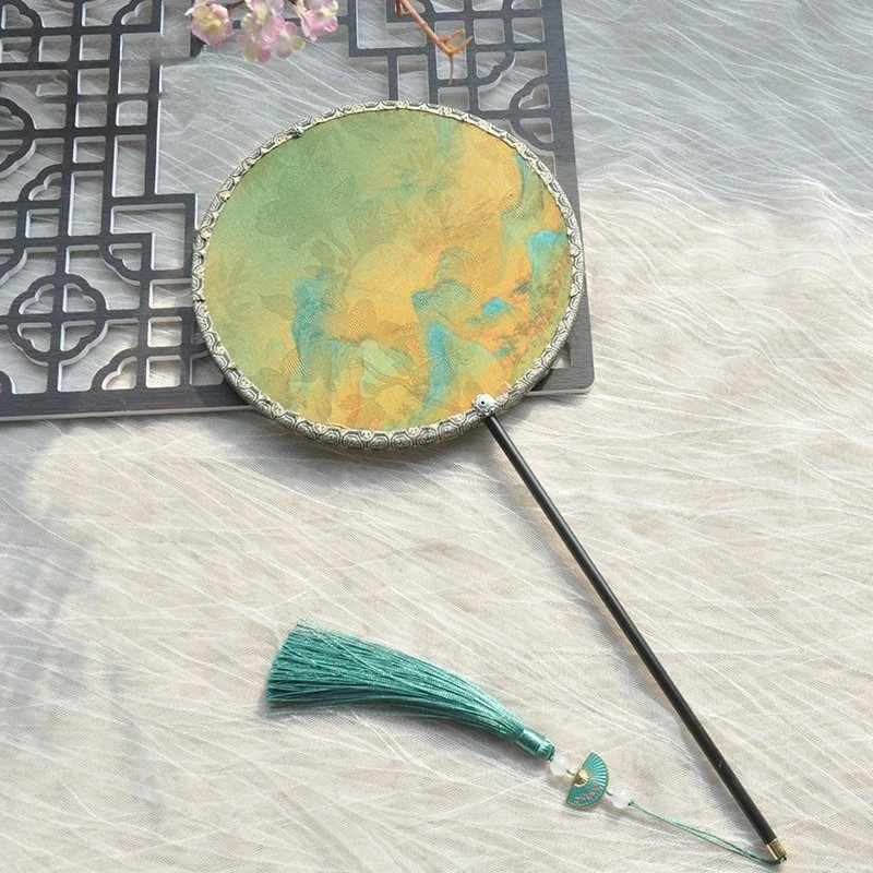 New product group fan, ancient semi-transparent silk cloth, phoenix crown bamboo character handheld fan, photo atmosphere fan