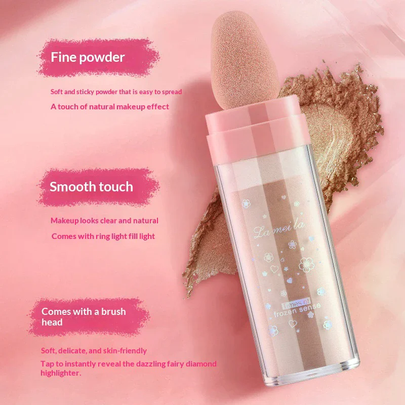 Lameila 3-Farben-Glitzerpulver, Körper-Highlighter, Make-up, Körper, hellt natürliche Konturierung auf, Gesichtsrouge, Highlight-Patting-Puder