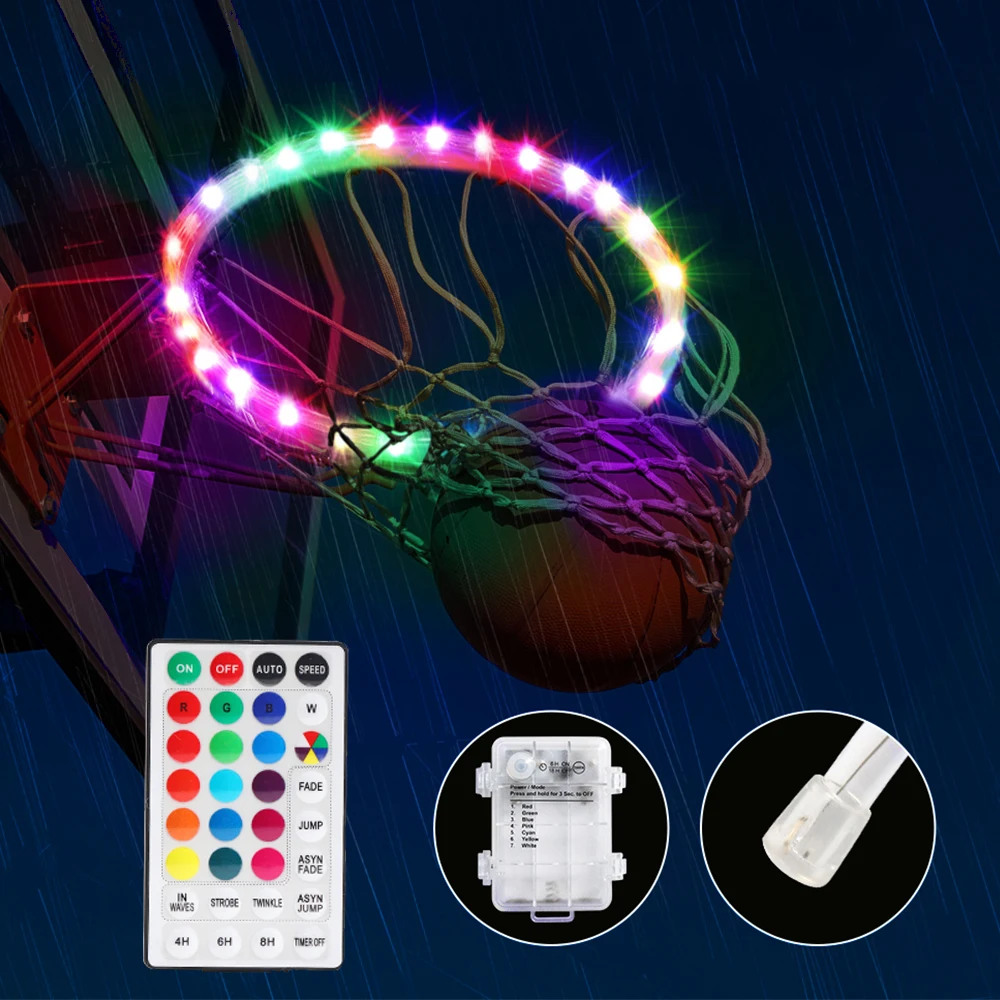 rgb led basketball rim faixa luz alimentado por bateria controle remoto tiro basquetebol hoop decoracao lampada da noite ao ar livre 15m 01