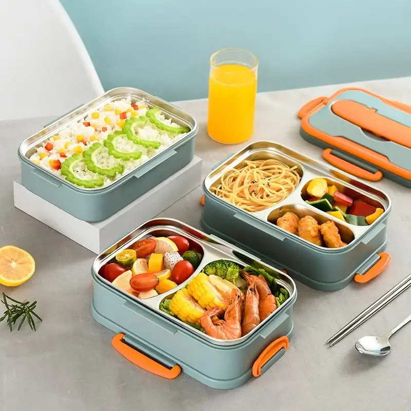 bento 3-слойный офисный портативный стол из нержавеющей стали с столовыми приборами для взрослых, изолированный обед