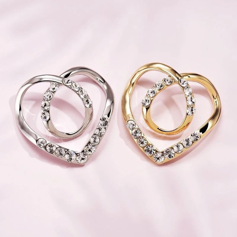 إبزيم وشاح حرير كريستال ، بروش على شكل قلب تي-شيرت ، بروش شال ، مشبك حلقة ، قفل أوشحة ، زر معقود ، ملحقات دبوس