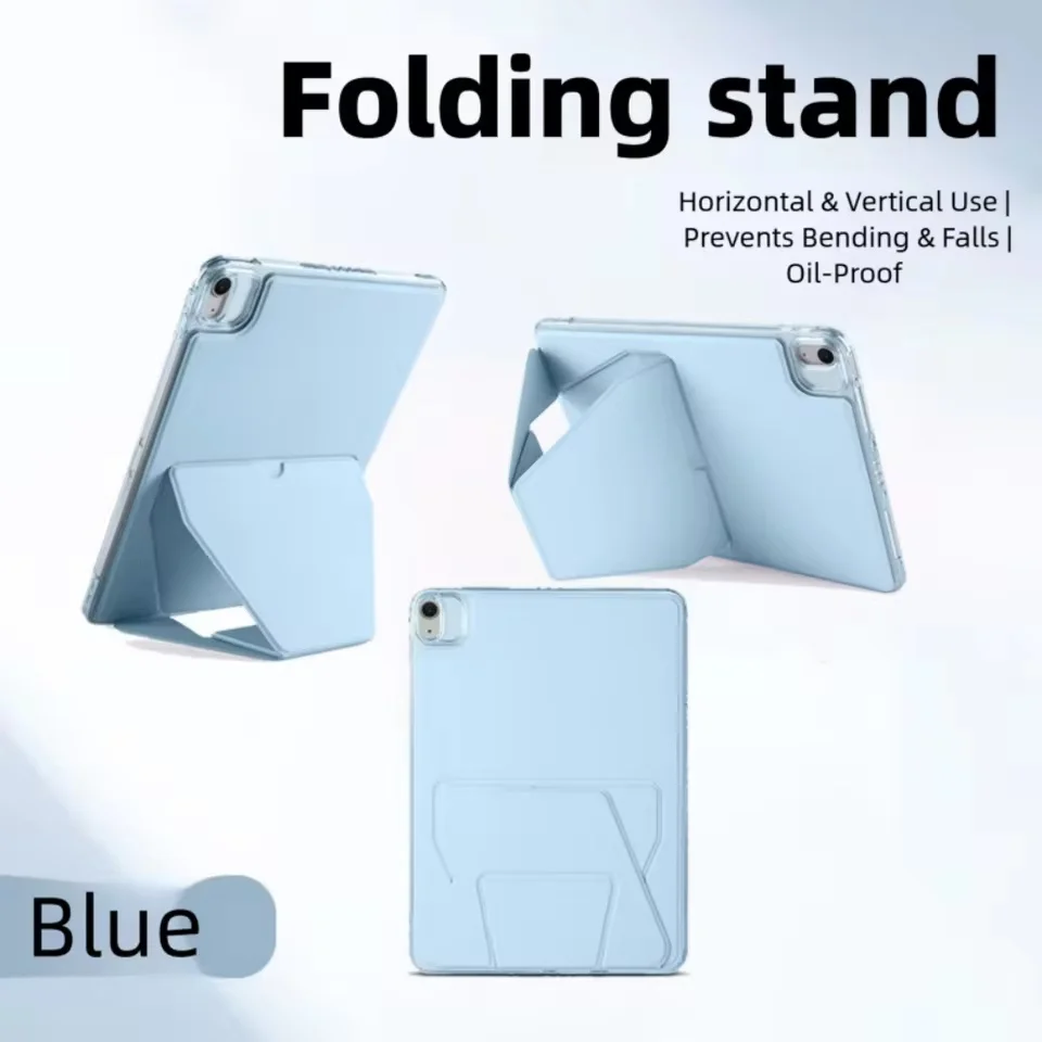 Three-dimensional shockproof back cover  for iPad Pro 13 12.9 10.9 Air Mini  Leather and acrylic folding stand protective case