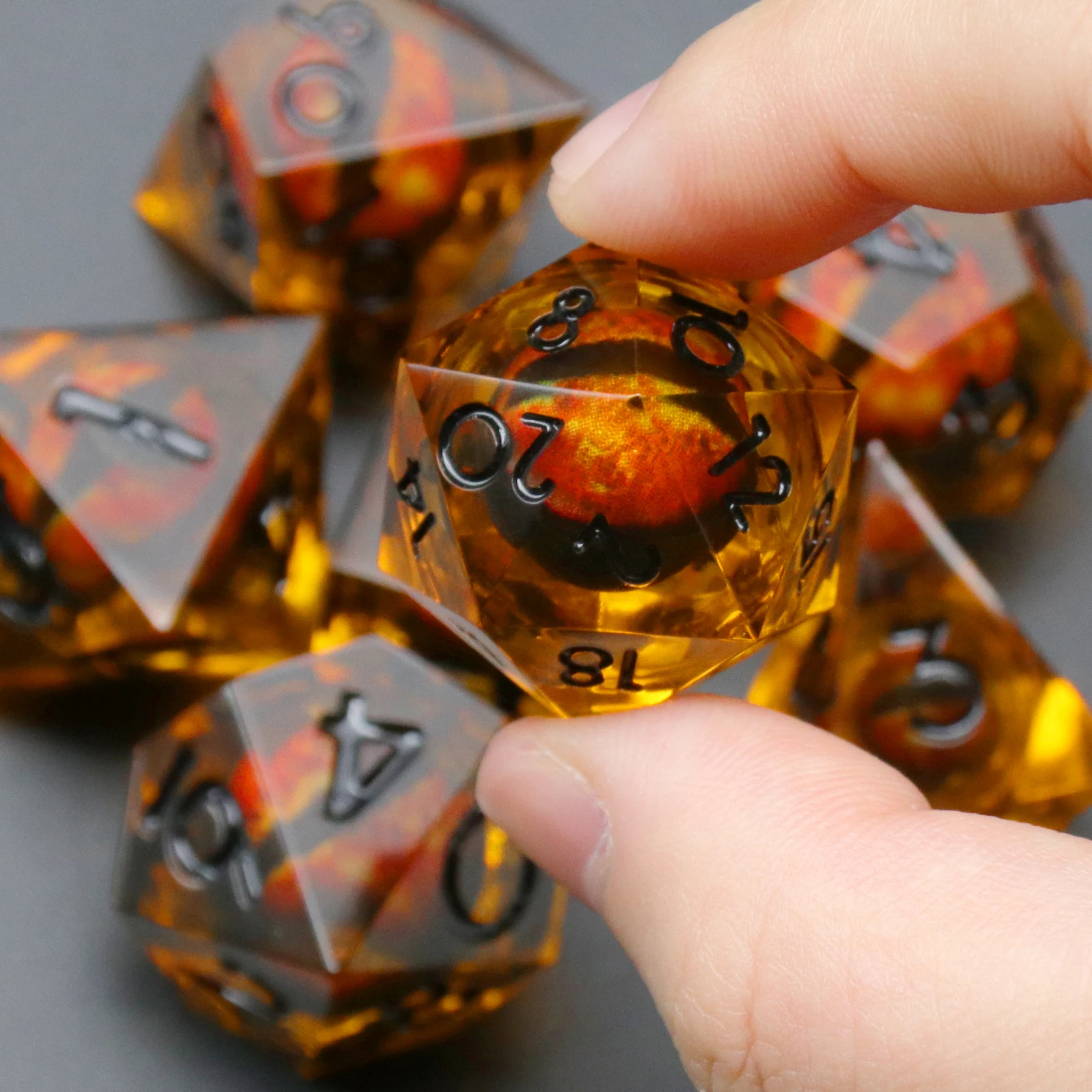 Resin DND Dice ZHOORQI  Polyhedral Dice for Role-Play Game D&D Bar Pub Party RPG Board Games Black Cubes Dice