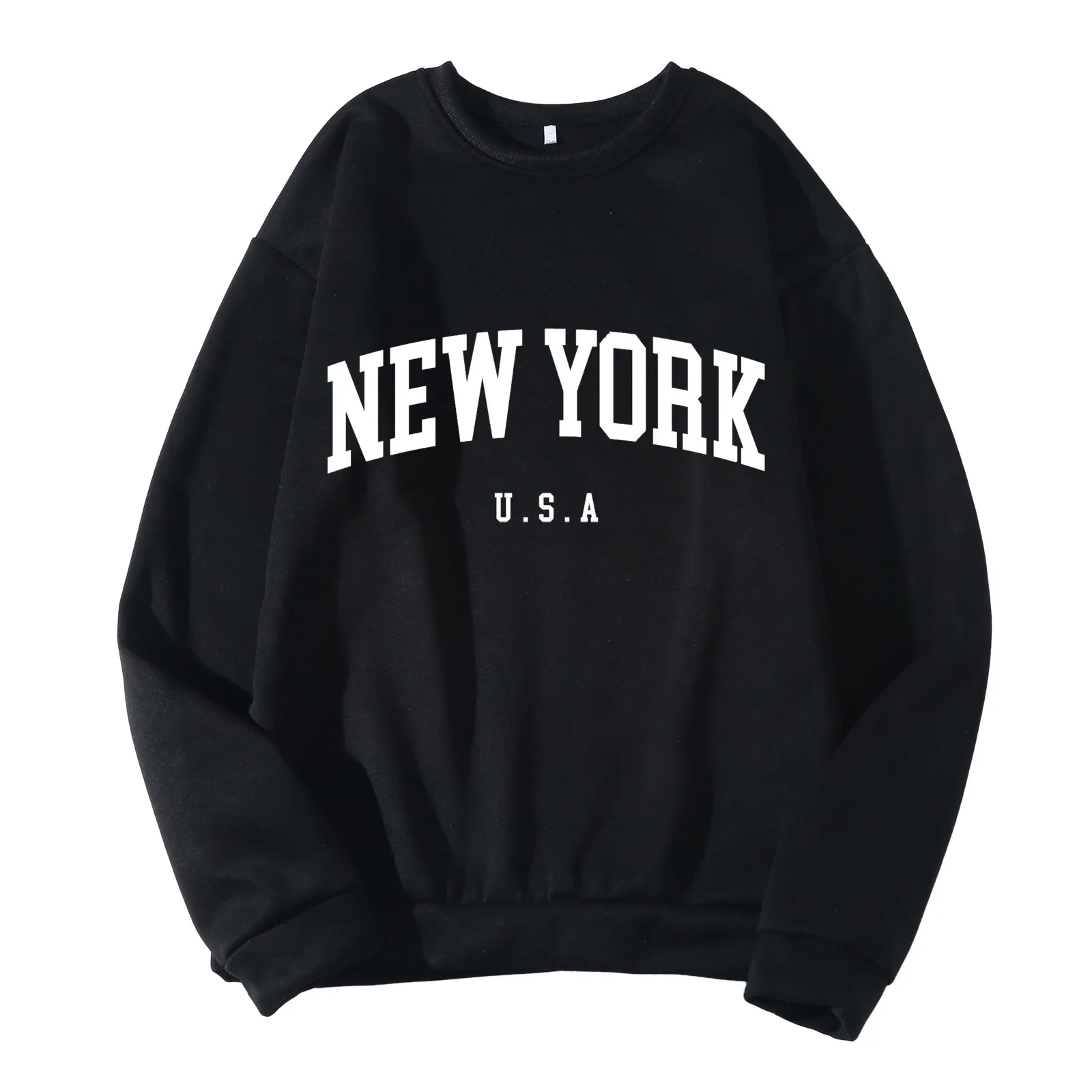 Sudadera con capucha informal para mujer, sudaderas con estampado de letras de Nueva York, manga larga, ropa de moda Simple, Tops de gran tamaño, Vintage americano