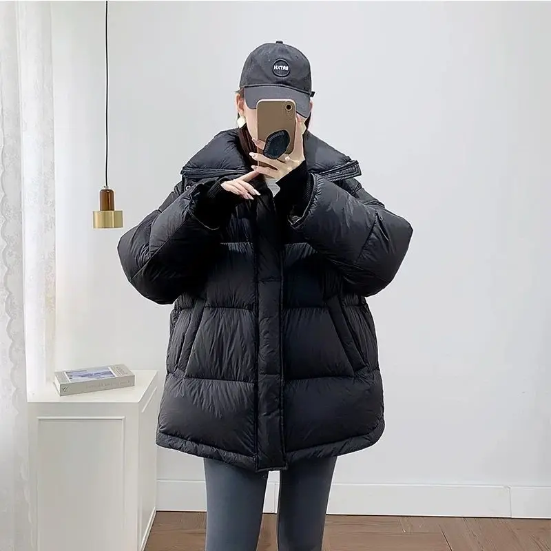 겨울 새로운 여성 다운 재킷 방풍 스탠드 칼라 느슨한 통근 따뜻한 재킷