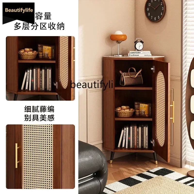 l Solid wood corner cabinet, living room, bedroom corner corner floor-to-ceiling triangular cabinet,  storage locker D80