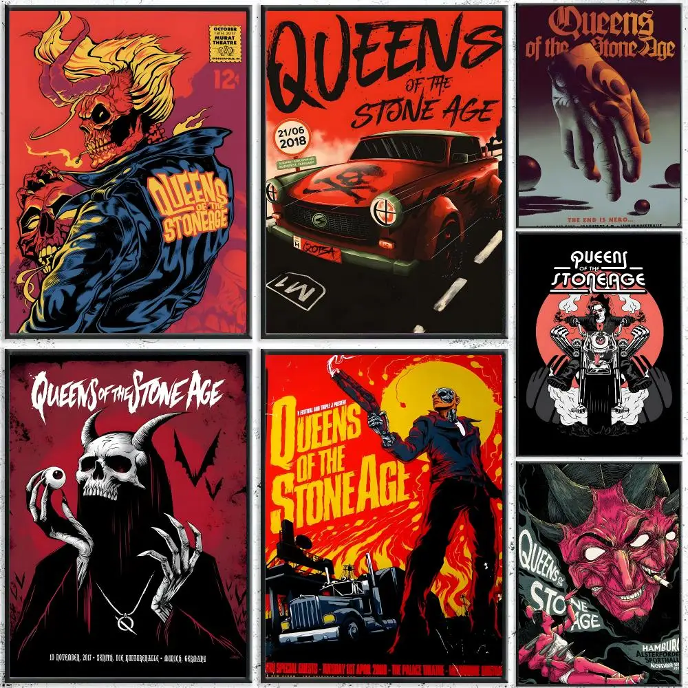 Band Queens of the Stone Age Poster Self-Adhesive Waterproof Wall Stickers Coffee Bar Home Wall Decor