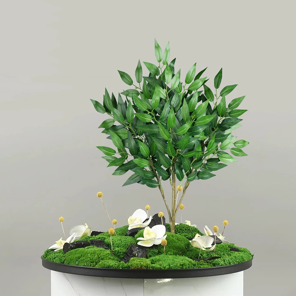 42–64 cm hohe künstliche Eukalyptuspflanzen, tropischer Weidenbaum, Seiden-Oleaster-Blätter für Zuhause, Büro, Garten, Balkon, Dekoration – Detail 6