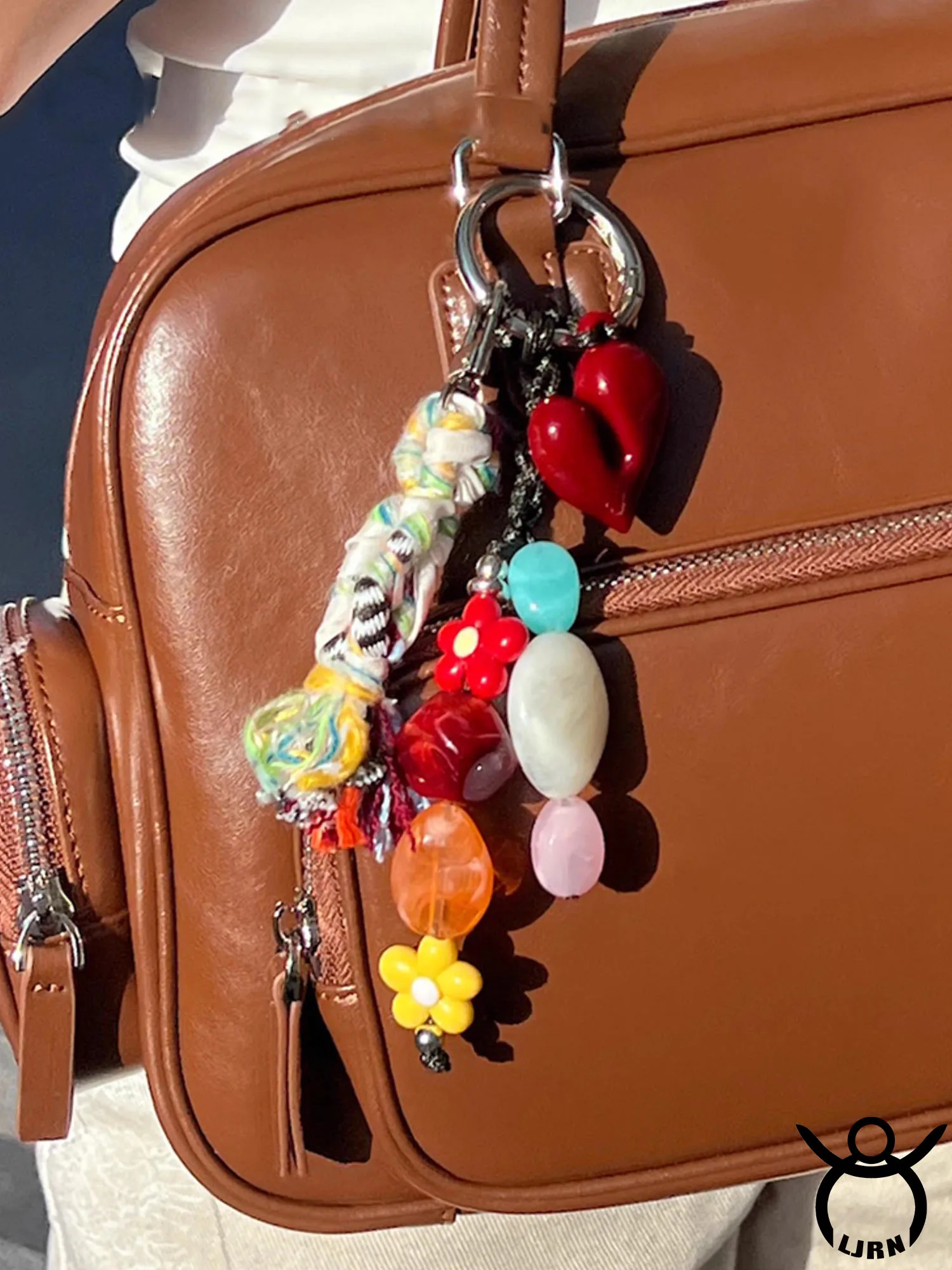 

2025 New Backpack Colorful Beaded Pendant Handmade Tassel Fabric Keychain Bag Trendy INS Charm Bag Decoration Accessories