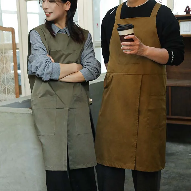 

Waterproof Work Apron - Oil/Grease Resistant Kitchen & Barber Shop Smock, Heavy-Duty Unisex Workwear for Restaurant/Home Use