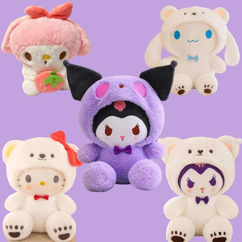 

25cm Kawaii Sanrio Plush Doll Kuromi Jade Dog Soft Dress Up Stuffed Animal Cute Cartoon Toy Nice Birthday Gift For Kids
