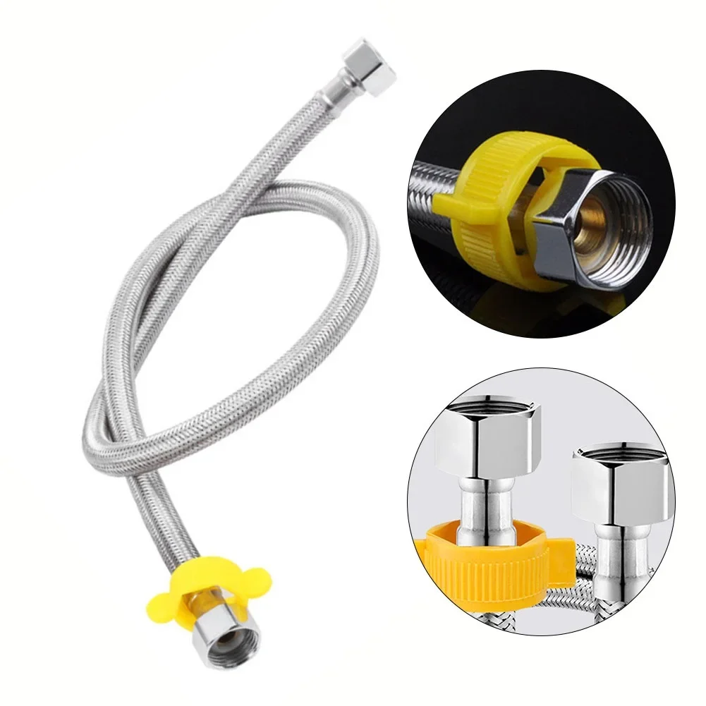 Per la cucina wc doccia tubo flessibile tubo flessibile in metallo uscita acqua per rubinetto 1/2 pollici Nylon antideflagrante argento acciaio inossidabile