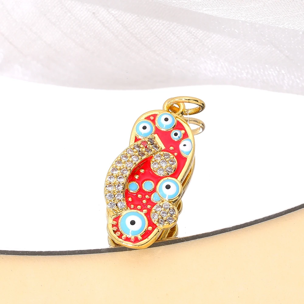 Juya Handwerk Bunte Emaille Anhänger Hausschuhe Hamsa Fatima Türkische Griechische Bösen blick Charms Für DIY Mode Schmuck Machen – Detail 18