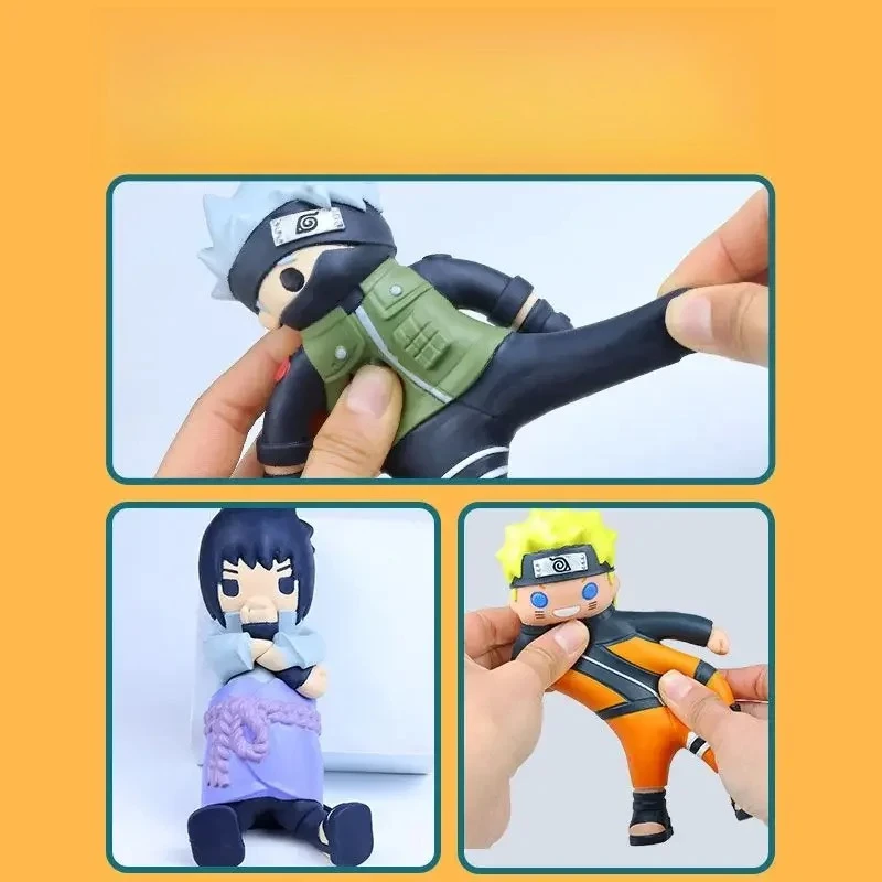 Oficjalna figurka Naruto 15 cm, rozciągliwa, do ciągnięcia i zabawy, z miękkiej gumy, elastyczna zabawka antystresowa, kreatywny model anime, prezent dla chłopca, dla dzieci.