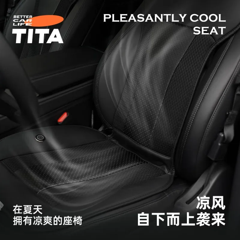 TITA Cooling Car Seat Cushion for Tesla Model 3/Y in Summer,Breathable for Ventilated Seats, Auto Start/Stop, Comfortable Riding