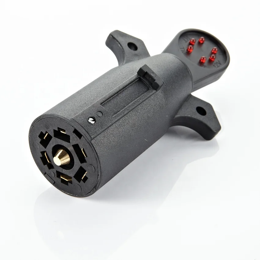 12V 7-Way Flat Pin Trailer Wiring Connector Plug Socket Tester