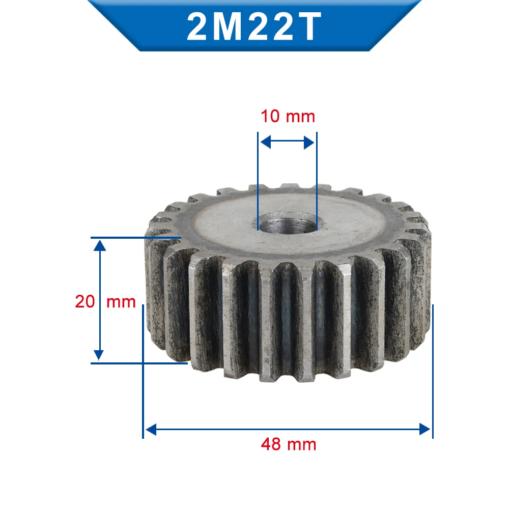 1 Piece Spur Gear 2M22/23/24/25T rough Hole 10mm Motor Gear 45#Carbon Steel Material High Quality pinion Gear Thickness 20mm