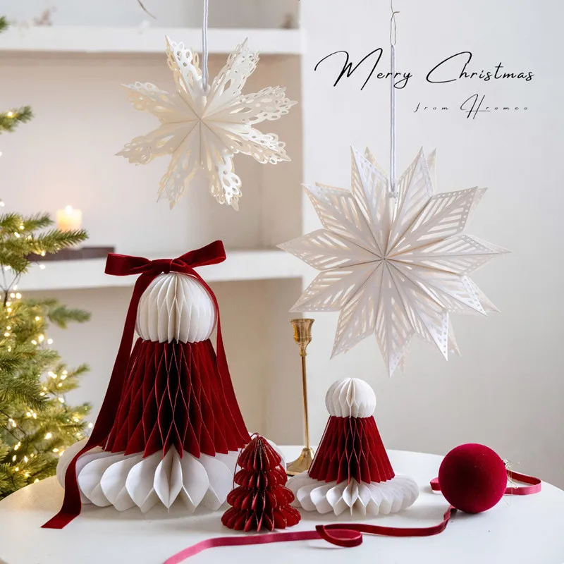 INS Рождественское оригами, снежинка, украшение, сотовая бумага, подвесная подвеска на рождественскую елку, скандинавское домашнее окно, настольные украшения, реквизит