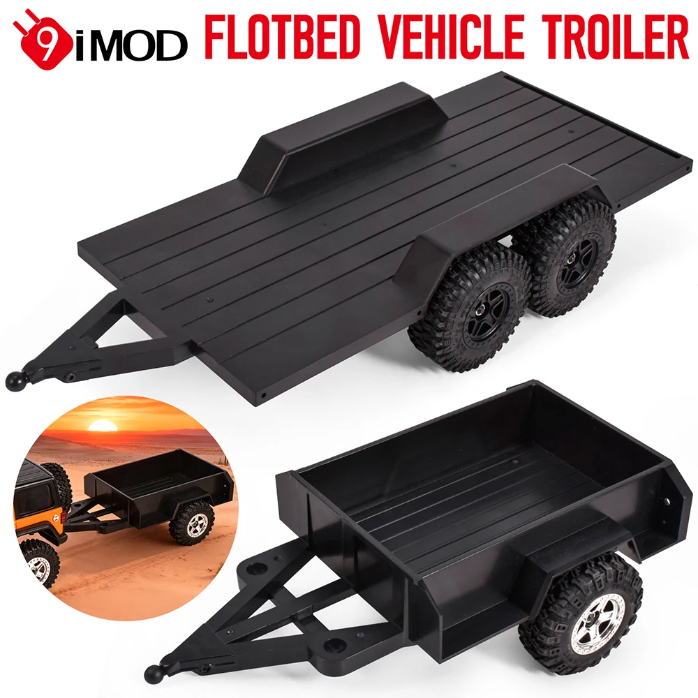 9IMOD – remorque utilitaire flottante pour véhicule, avec attelage à tête sphérique, remorque à double essieu pour voiture sur chenilles RC 1/18, mise à niveau TRX4M